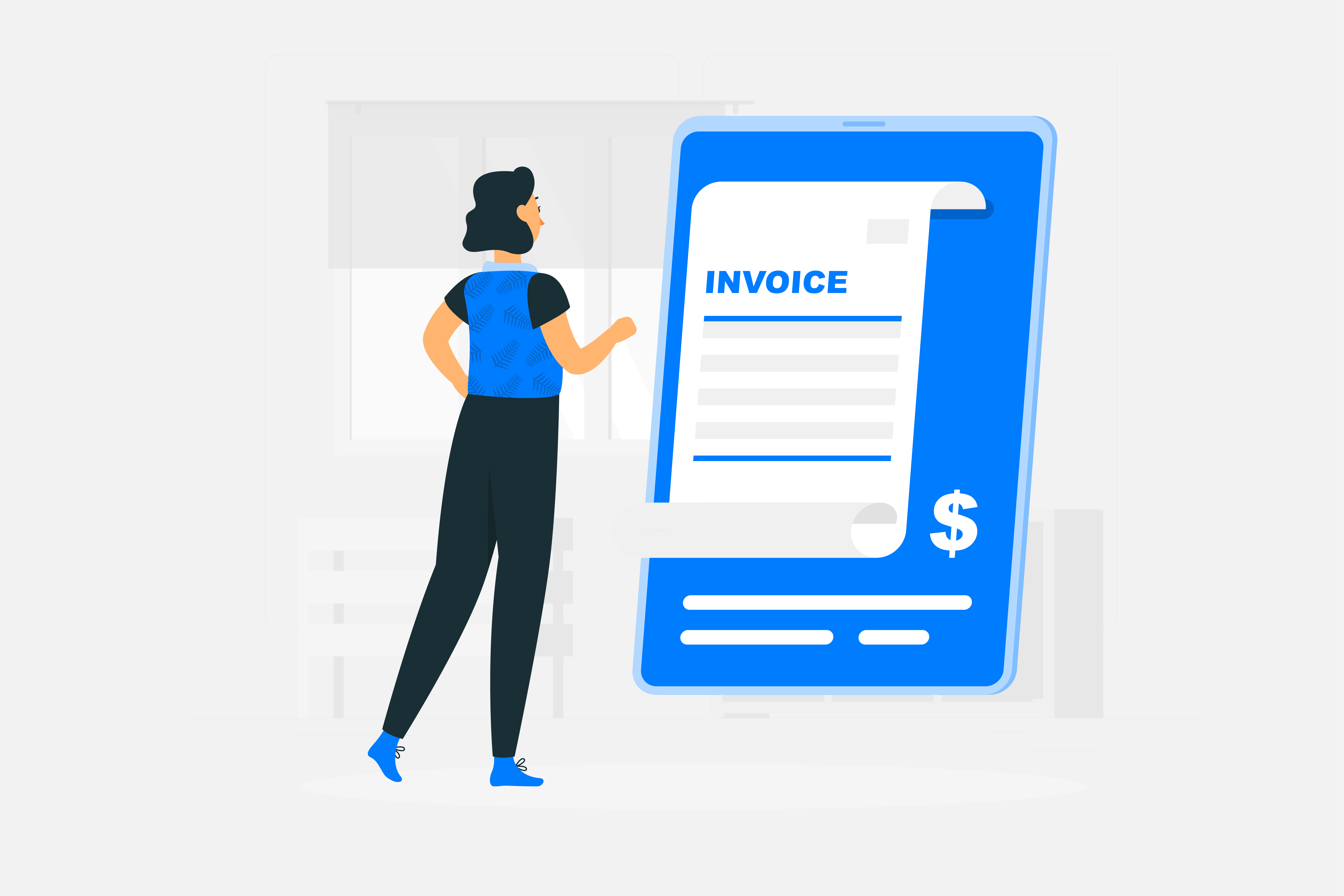 Vector Account Payable Rep looking at an Invoice